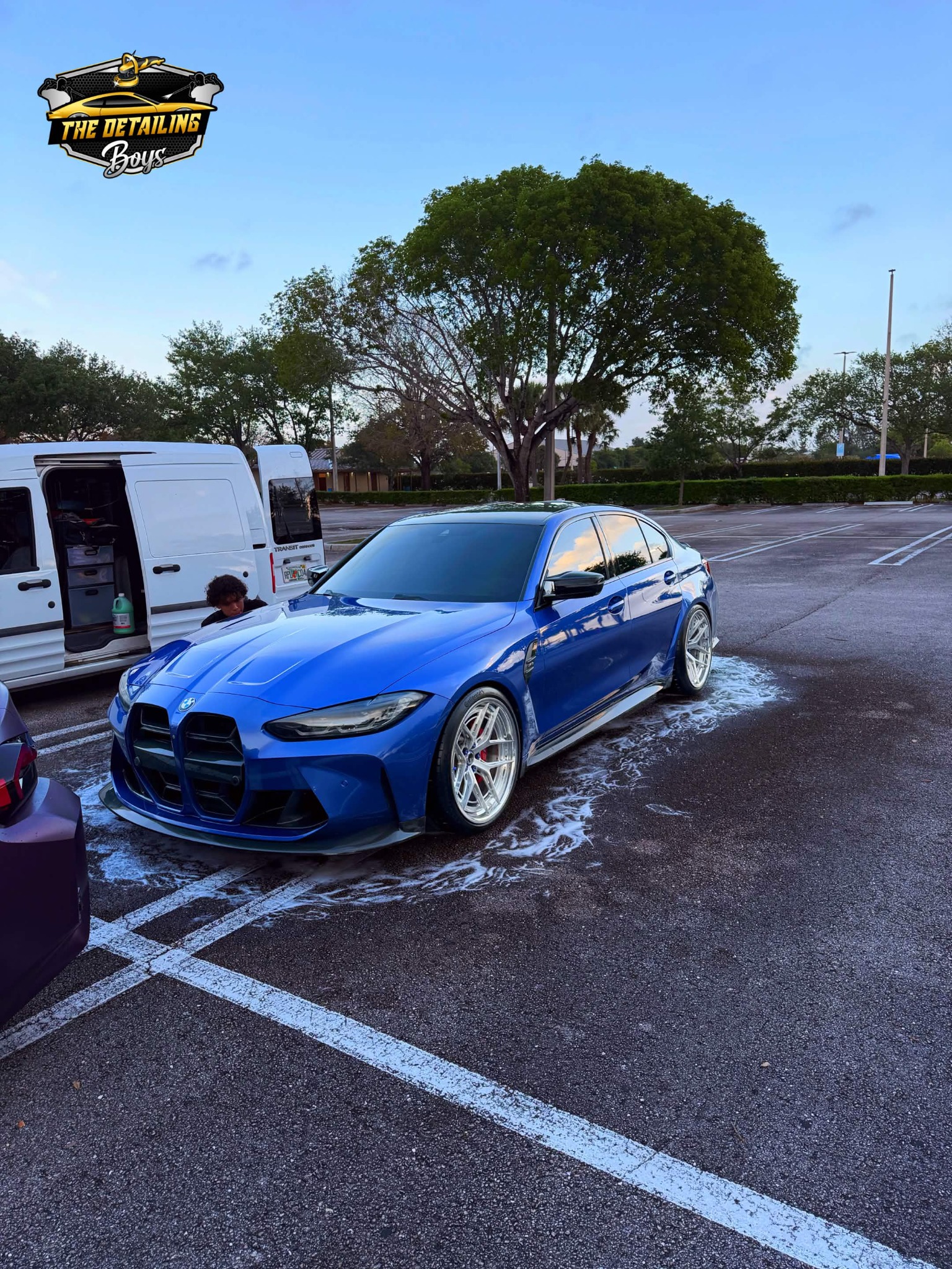 Blue BMW sedan detailed by The Detailing Boys