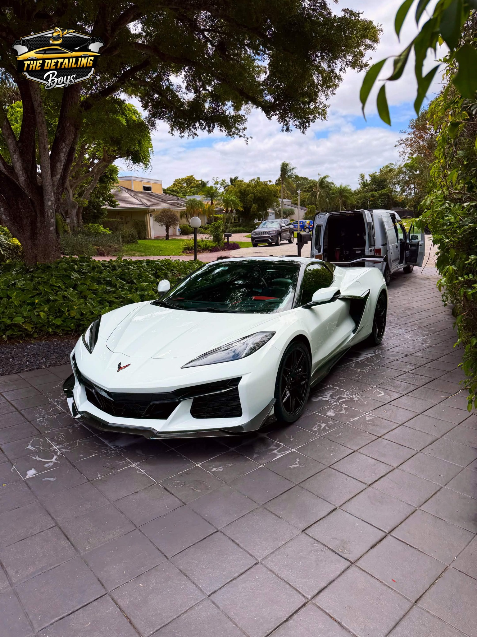 White Corvette detailed by The Detailing Boys